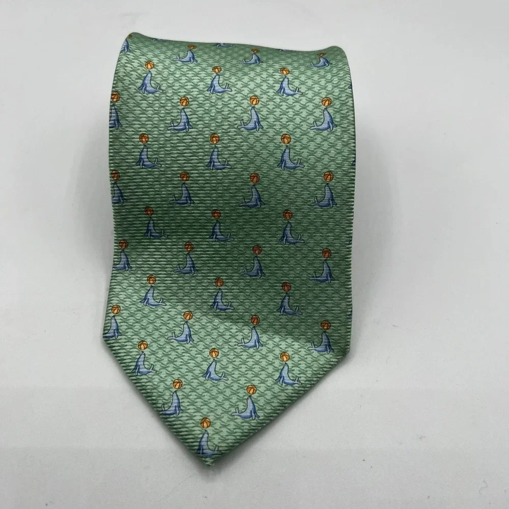 Vintage Tommy Hilfiger Men Seal Pattern‎ 100% Silk Neck Tie USA W:3.625